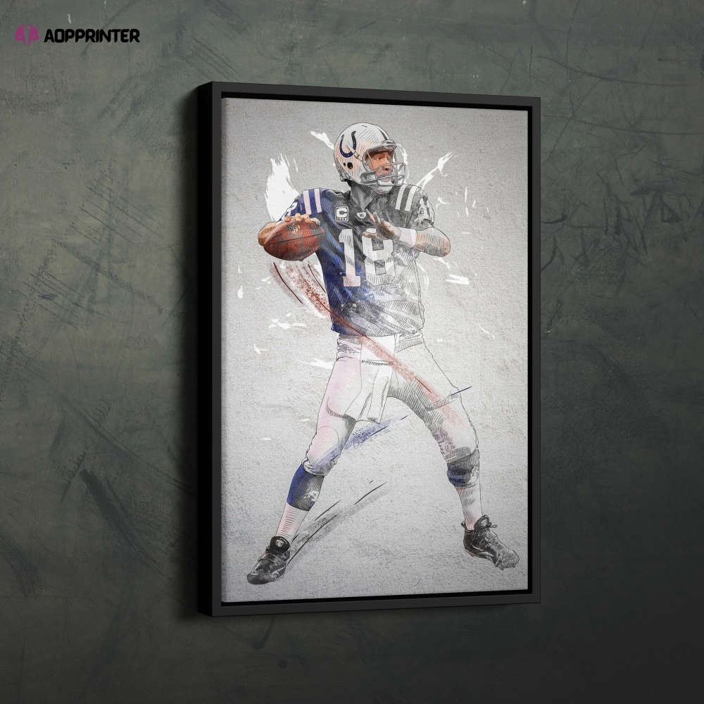 Peyton Manning Poster Indianapolis Colts NFL Framed Wall Art Home Decor Canvas Print Artwork