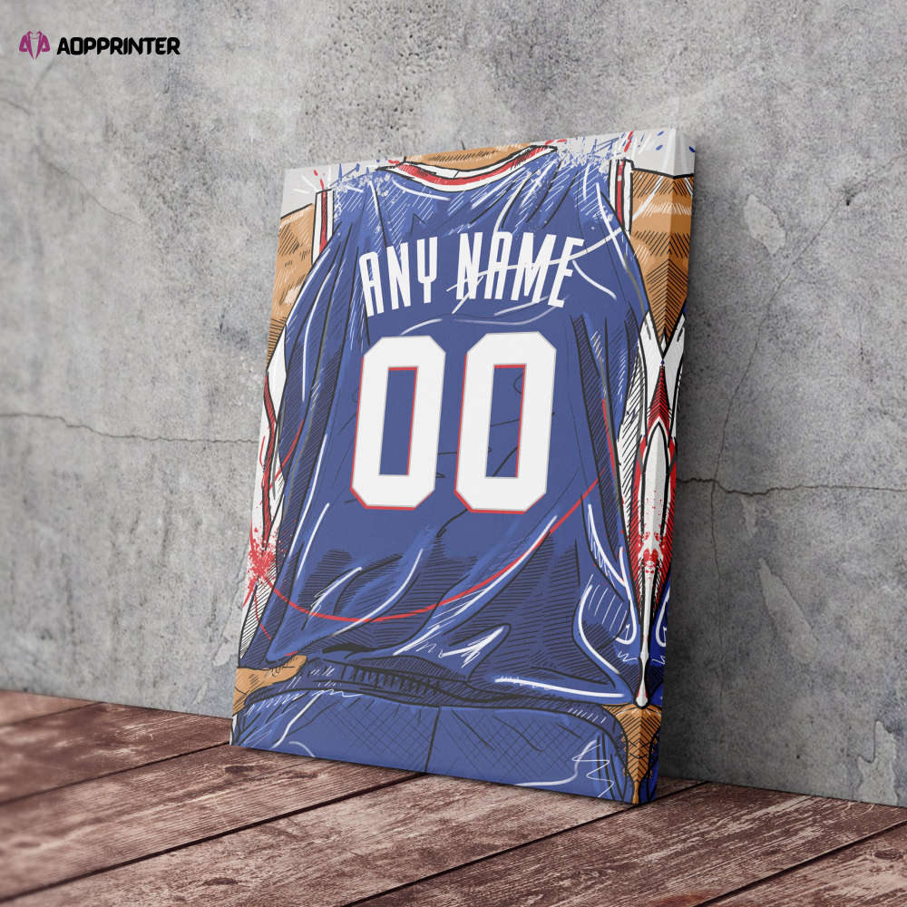Philadelphia 76ers Jersey Personalized Jersey NBA Custom Name and Number Canvas Wall Art Home Decor Man Cave Gift