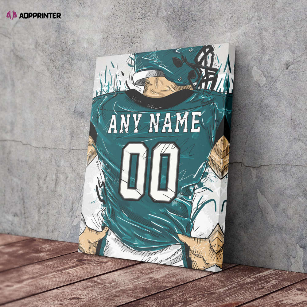Philadelphia Eagles Jersey Personalized Jersey NFL Custom Name and Number Canvas Wall Art Home Decor Man Cave Gift