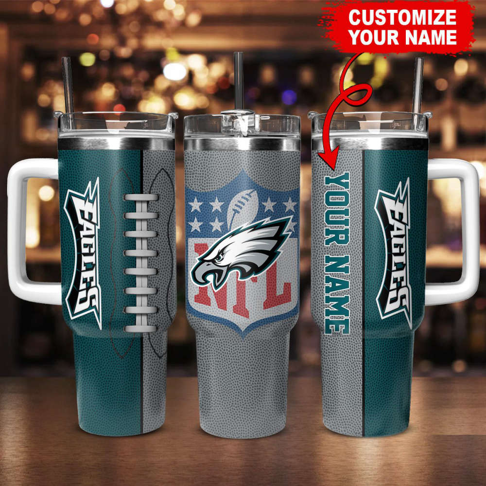 Philadelphia Eagles NFL Football Custom Name 40oz Stanley Tumbler Gift for Fans