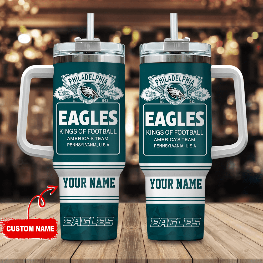 Philadelphia Eagles Personalized NFL Bud Light 40oz Stanley Tumbler Gift for Fans