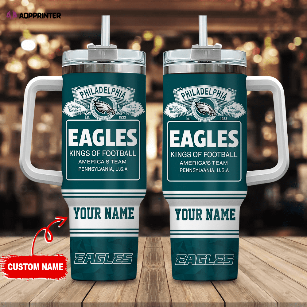 Philadelphia Eagles Personalized NFL Bud Light 40oz Stanley Tumbler Gift for Fans
