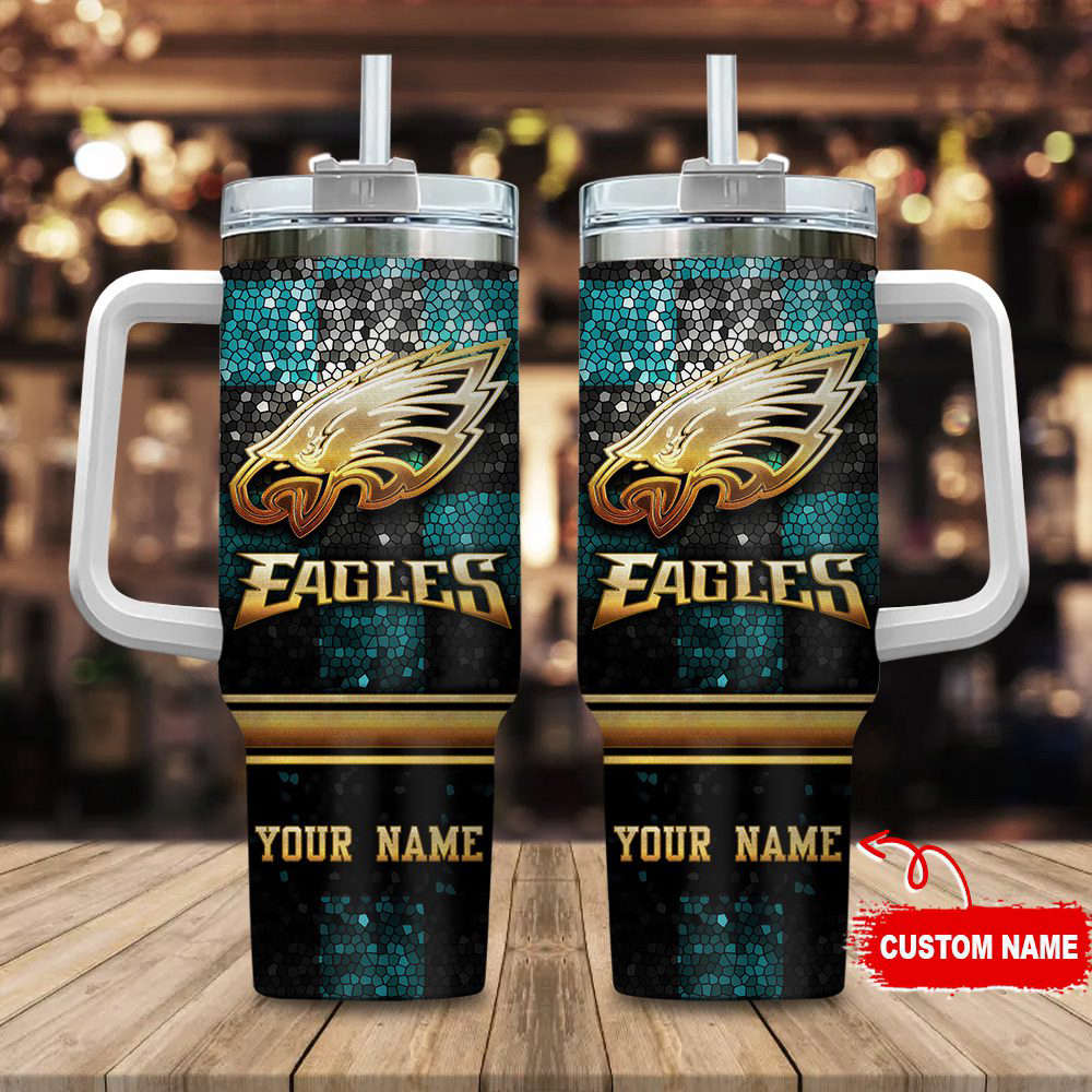 Philadelphia Eagles Personalized NFL Glitter 40oz Stanley Tumbler Gift for Fans