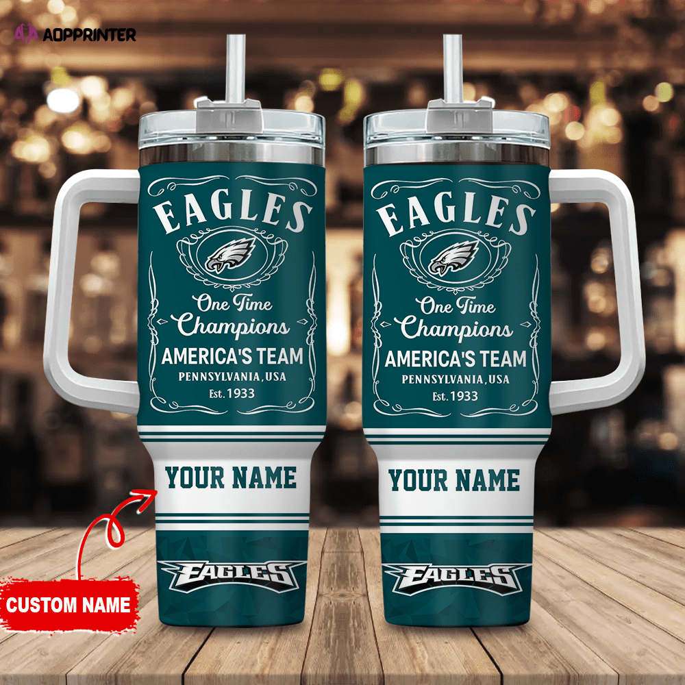 Philadelphia Eagles Personalized NFL Jack Daniel’s 40oz Stanley Tumbler Gift for Fans