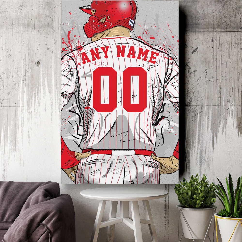 Philadelphia Phillies Jersey MLB Personalized Jersey Custom Name and Number Canvas Wall Art Home Decor Framed Poster Man Cave Gift