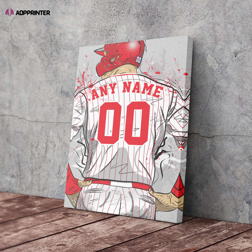 Philadelphia Phillies Jersey MLB Personalized Jersey Custom Name and Number Canvas Wall Art Home Decor Framed Poster
