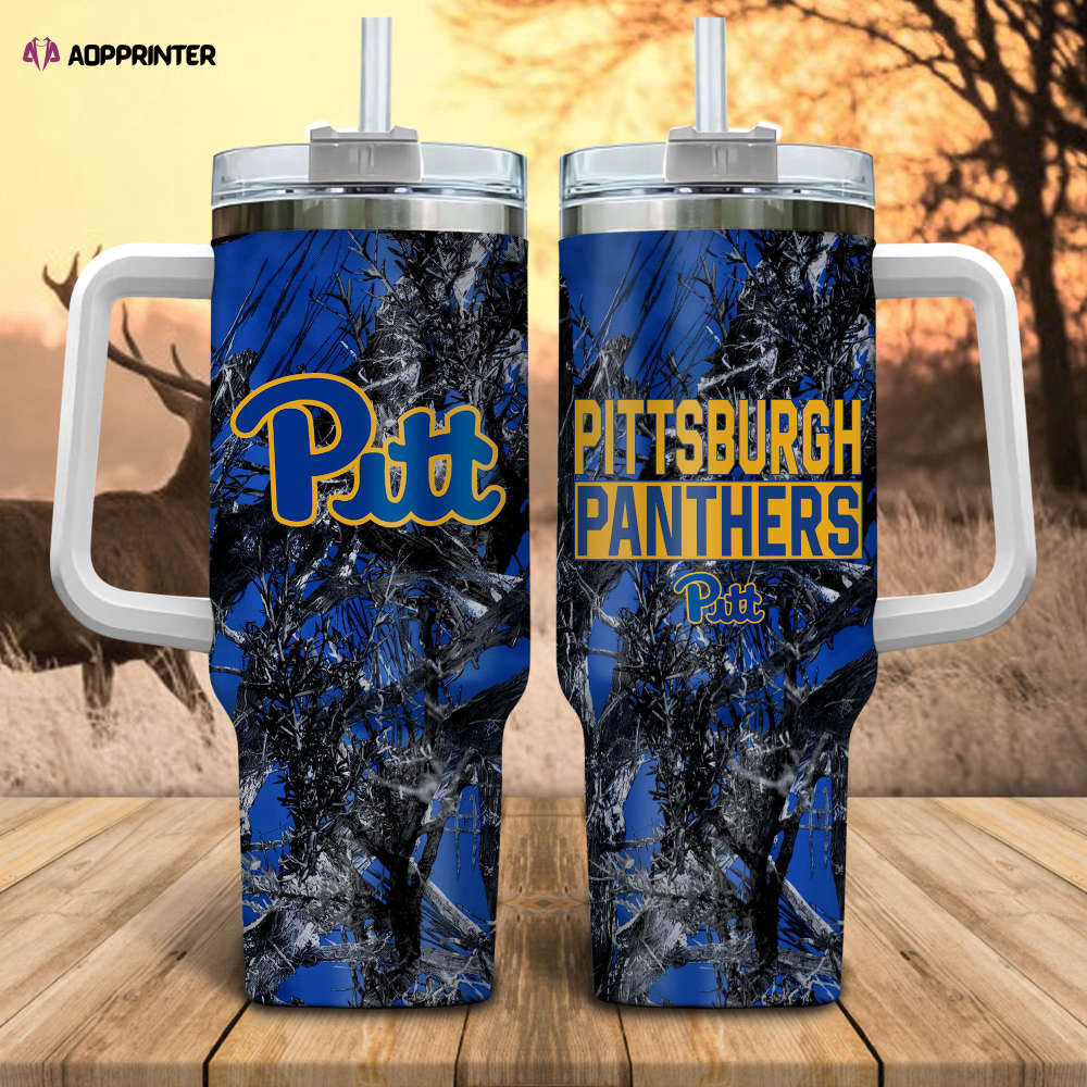 Pittsburgh Panthers NCAA Hunting Personalized Stanley Tumbler 40oz Gift for Fans