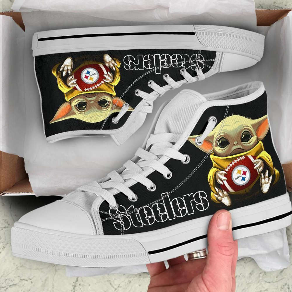 Pittsburgh Steelers High Top Sneakers Custom Shoes For Fans Cute Baby Yoda