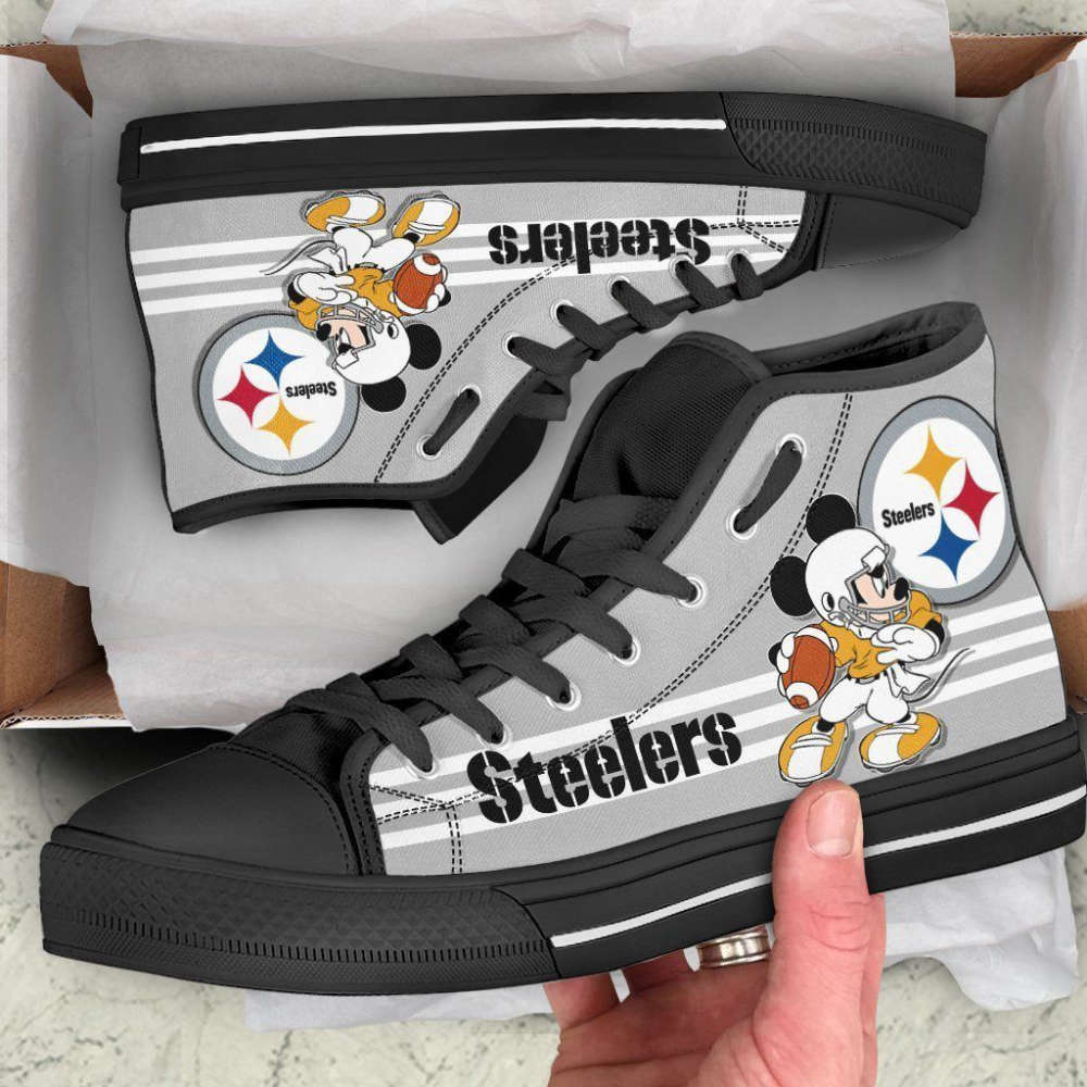 Pittsburgh Steelers High Top Sneakers Custom Shoes For Fans Mickey