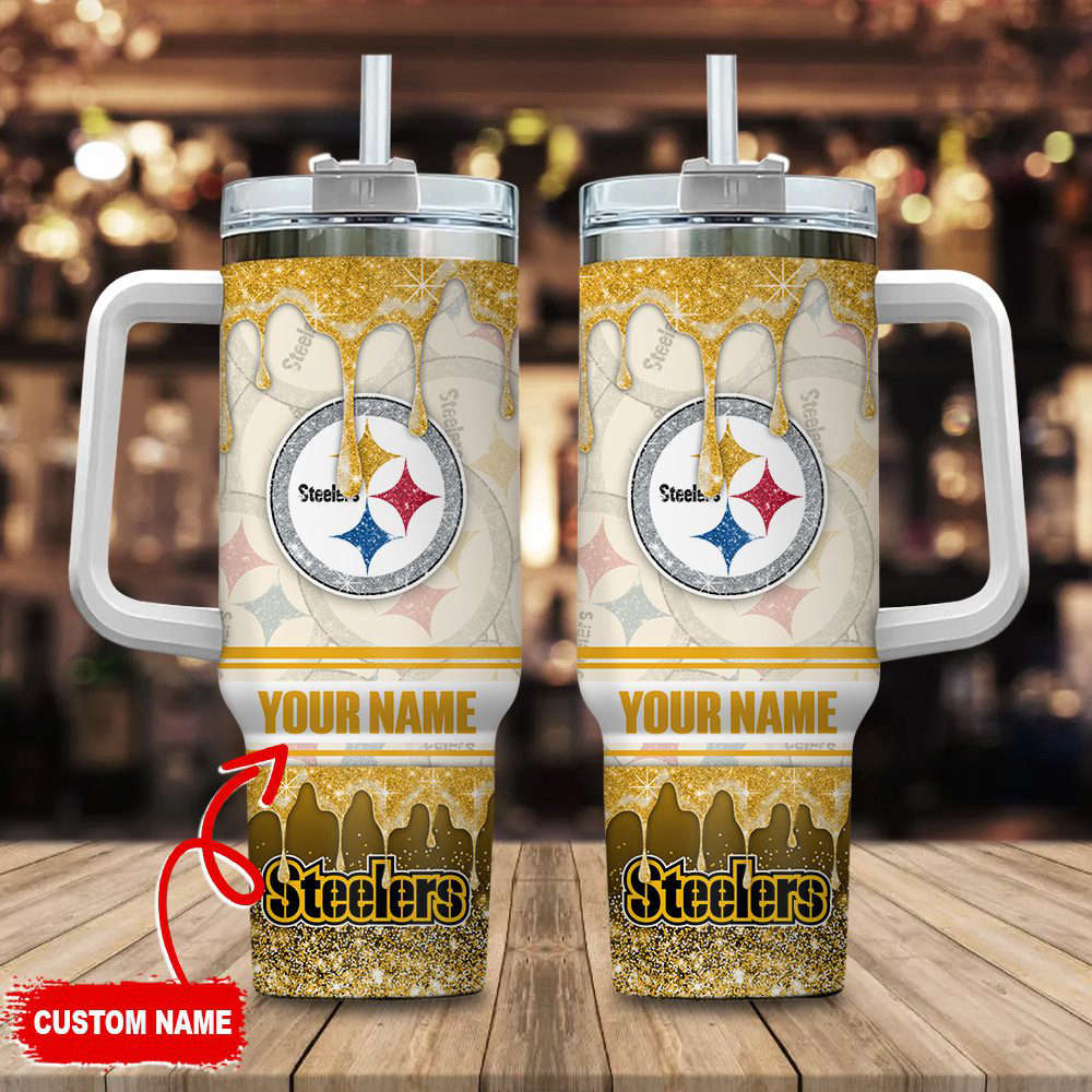 Pittsburgh Steelers NFL Glitter Custom Name 40oz Stanley Tumbler Gift for Fans