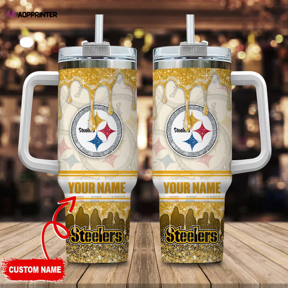 Pittsburgh Steelers NFL Glitter Custom Name 40oz Stanley Tumbler Gift for Fans