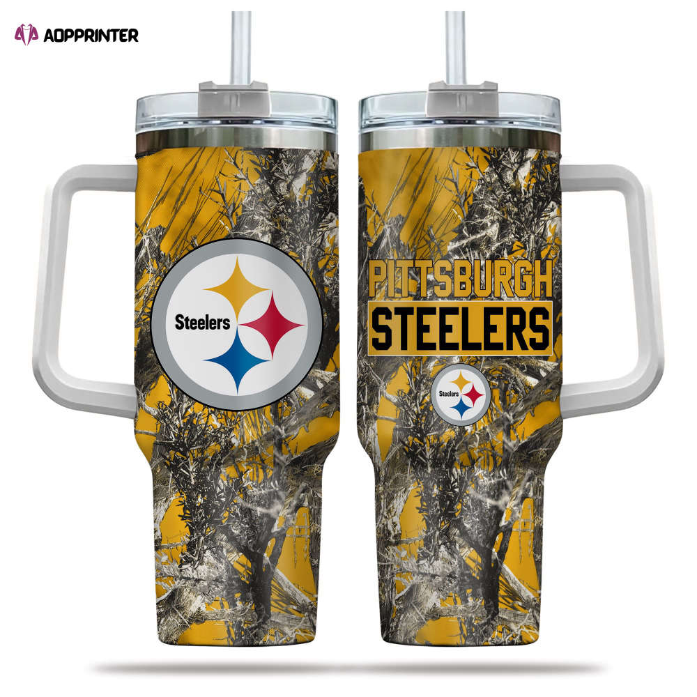 Pittsburgh Steelers NFL Hunting Personalized Stanley Tumbler 40oz Gift for Fans