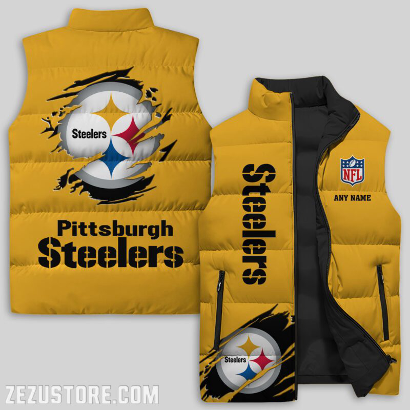 Pittsburgh Steelers NFL Sleeveless Puffer Jacket Custom For Fans Gifts