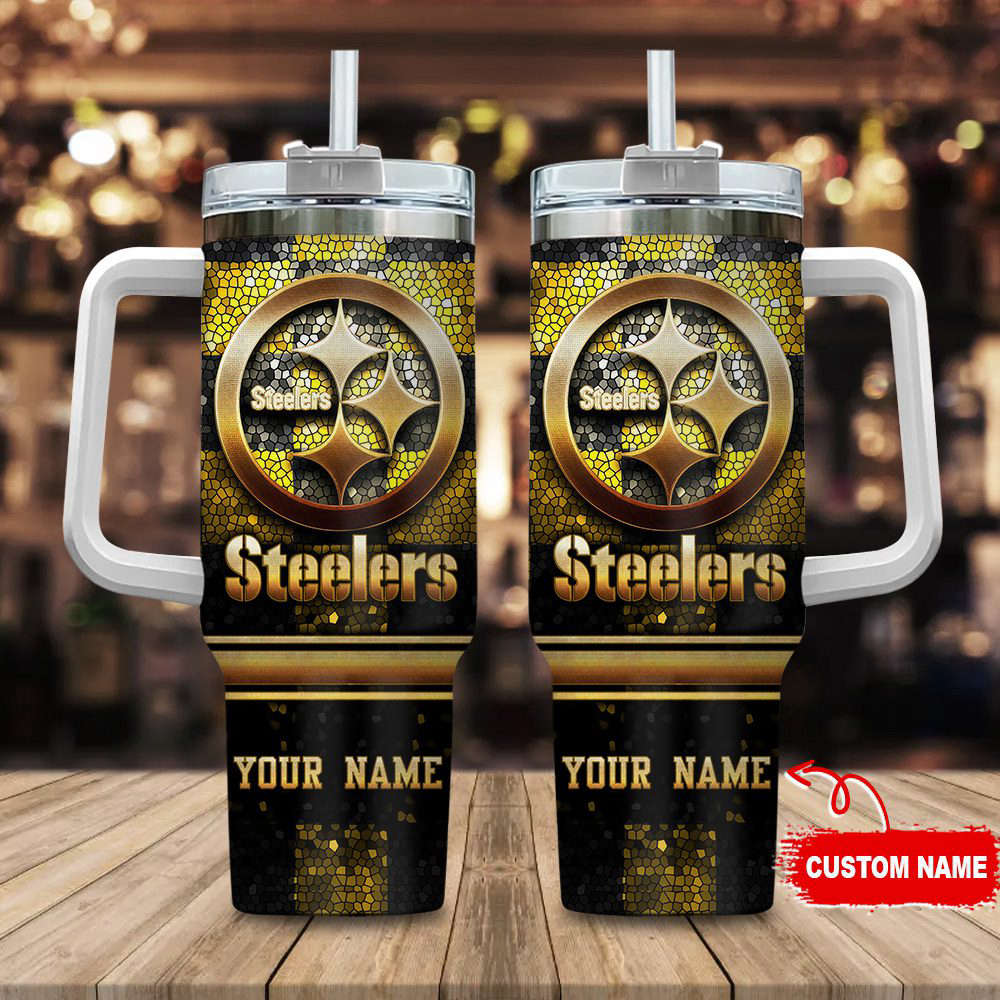 Pittsburgh Steelers Personalized NFL Glitter 40oz Stanley Tumbler Gift for Fans