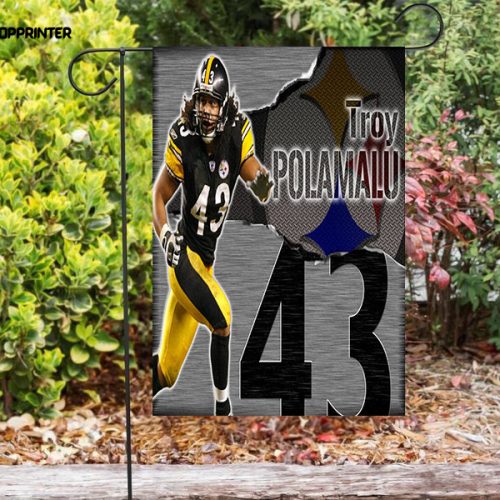 Pittsburgh Steelers Troy Polamalu no43 m3 Double Sided Printing   Garden Flag Home Decor Gifts