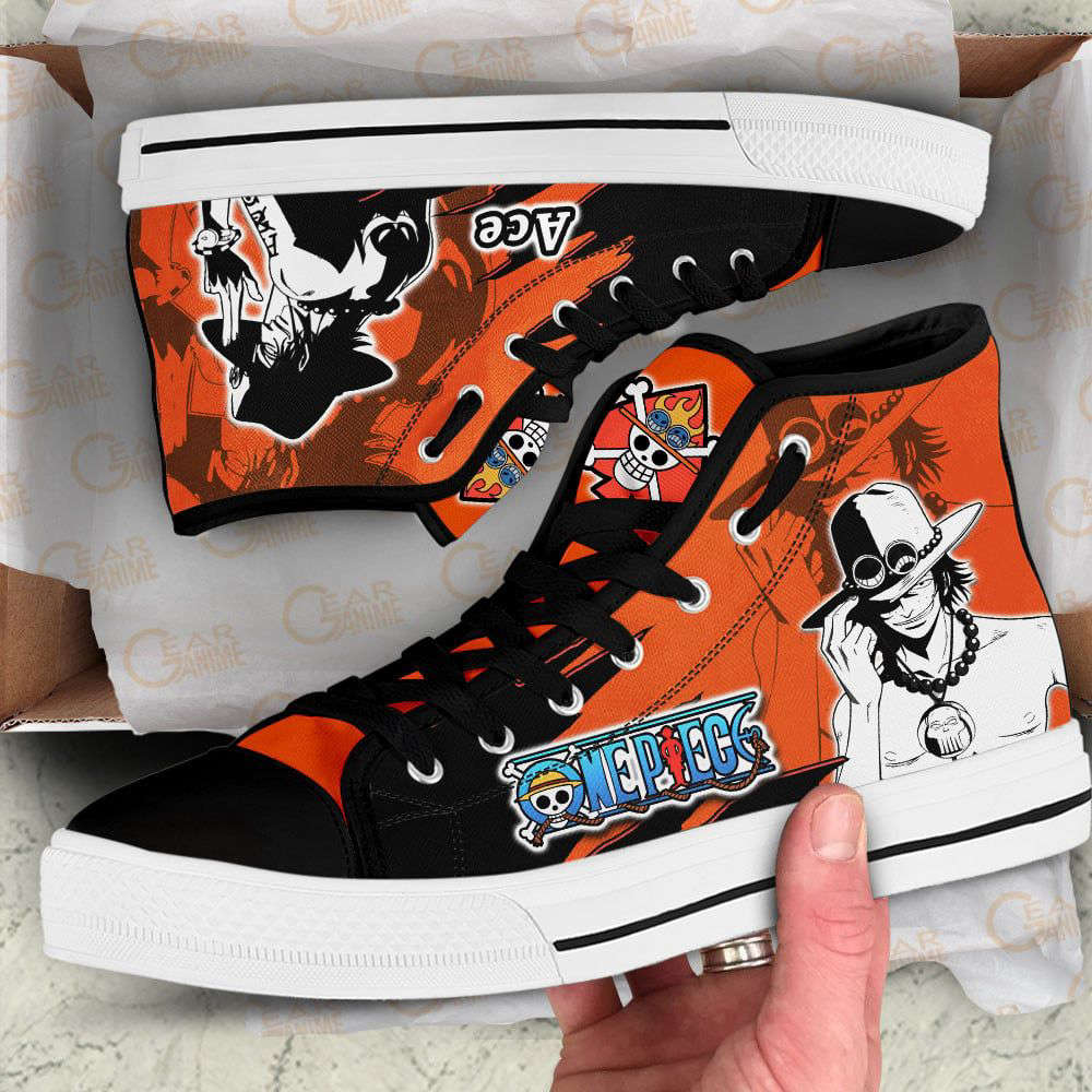 Portgas D. Ace High Top Shoes Mix Manga For Fans One Piece Anime