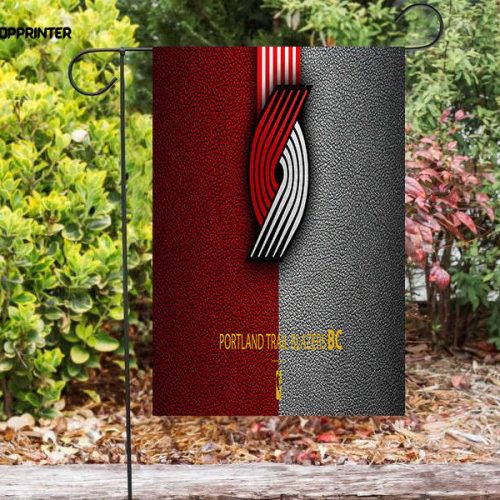 Portland Trail Blazers Red Gray Leather Double Sided Printing   Garden Flag Home Decor Gifts
