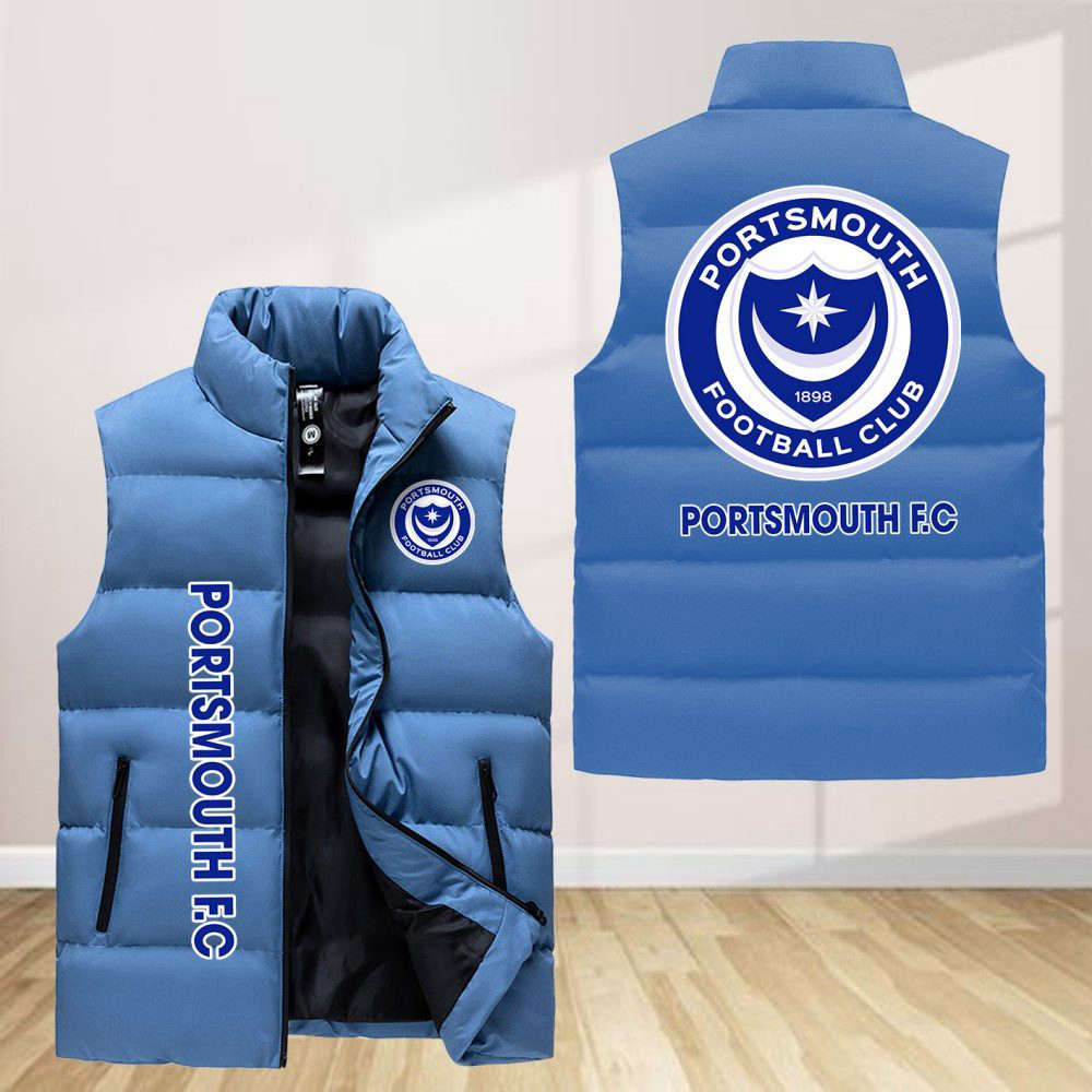 Portsmouth F.C Sleeveless Puffer Jacket Custom For Fans Gifts