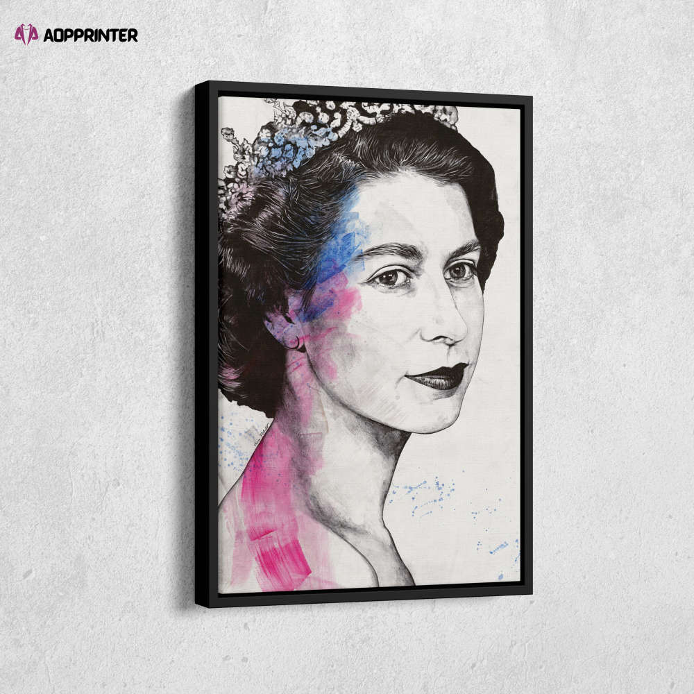 Queen Elizabeth II Pop Art Canvas Wall Art Home Decor Framed Art