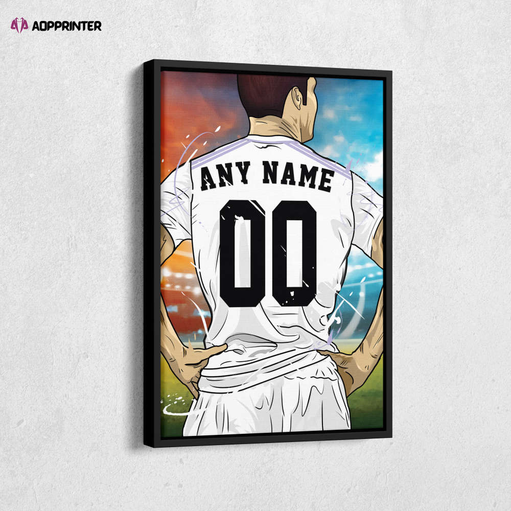 Real Madrid CF Jersey Soccer Personalized Jersey Custom Name and Number Canvas Wall Art Home Decor Framed Poster Man Cave Gift