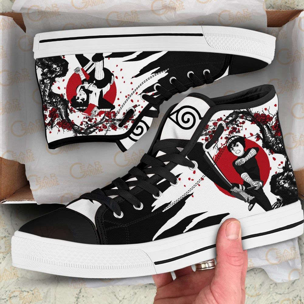 Rock Lee High Top Shoes Custom Naruto Anime Japan Style For Fans