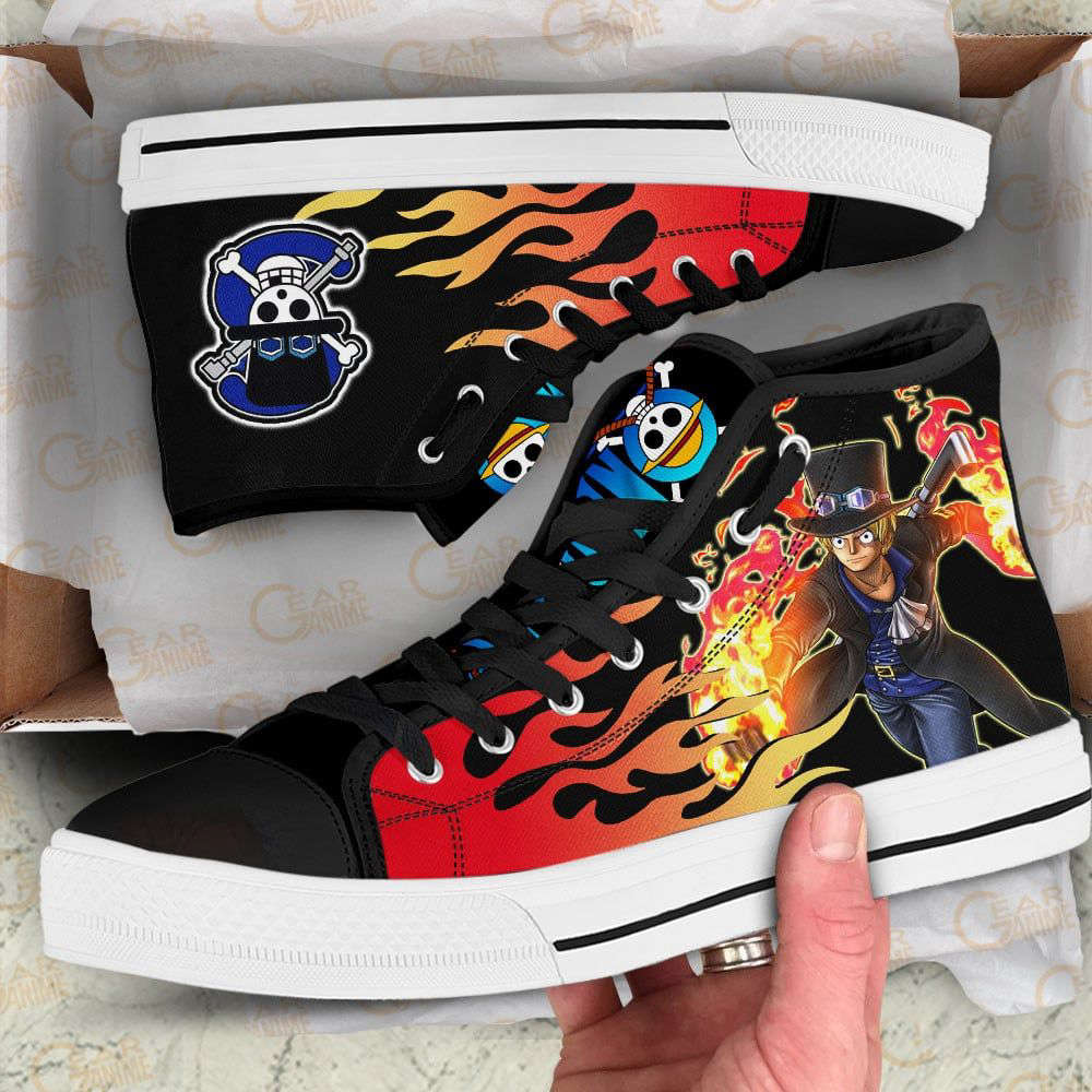 Sabo Emblem Custom Canvas High Top Shoes For Fans One Piece Anime