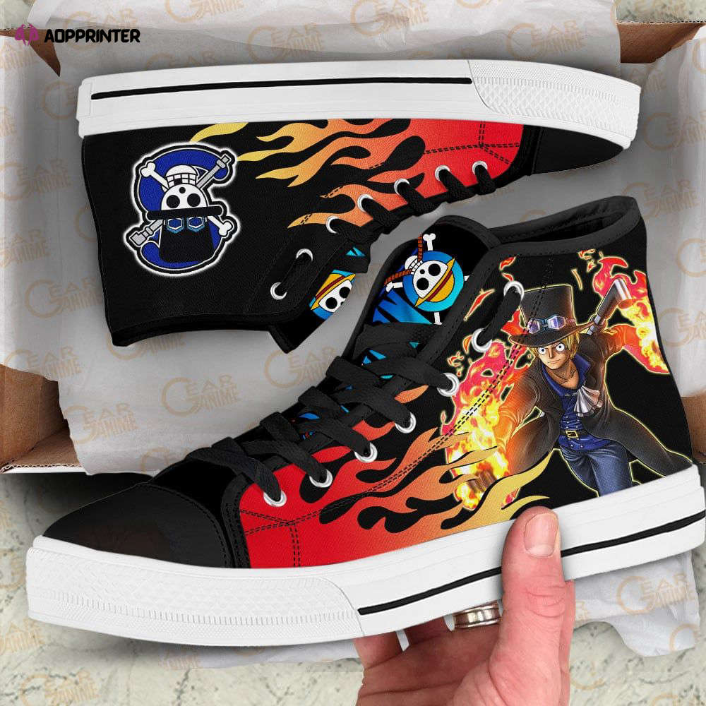 Sabo Emblem Custom Canvas High Top Shoes For Fans One Piece Anime