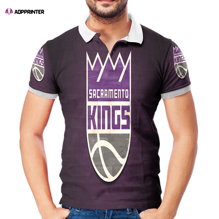Sacramento Kings Emblem Wood3 3D All Over Print Polo Shirt