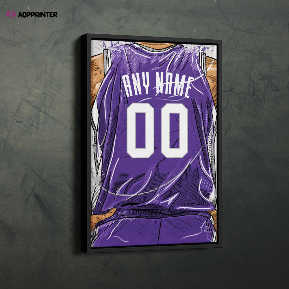 Sacramento Kings Jersey Personalized Jersey NBA Custom Name and Number Canvas Wall Art Home Decor Framed Poster Man Cave Gift