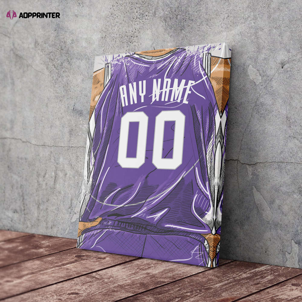 Sacramento Kings Jersey Personalized Jersey NBA Custom Name and Number Canvas Wall Art Home Decor Man Cave Gift