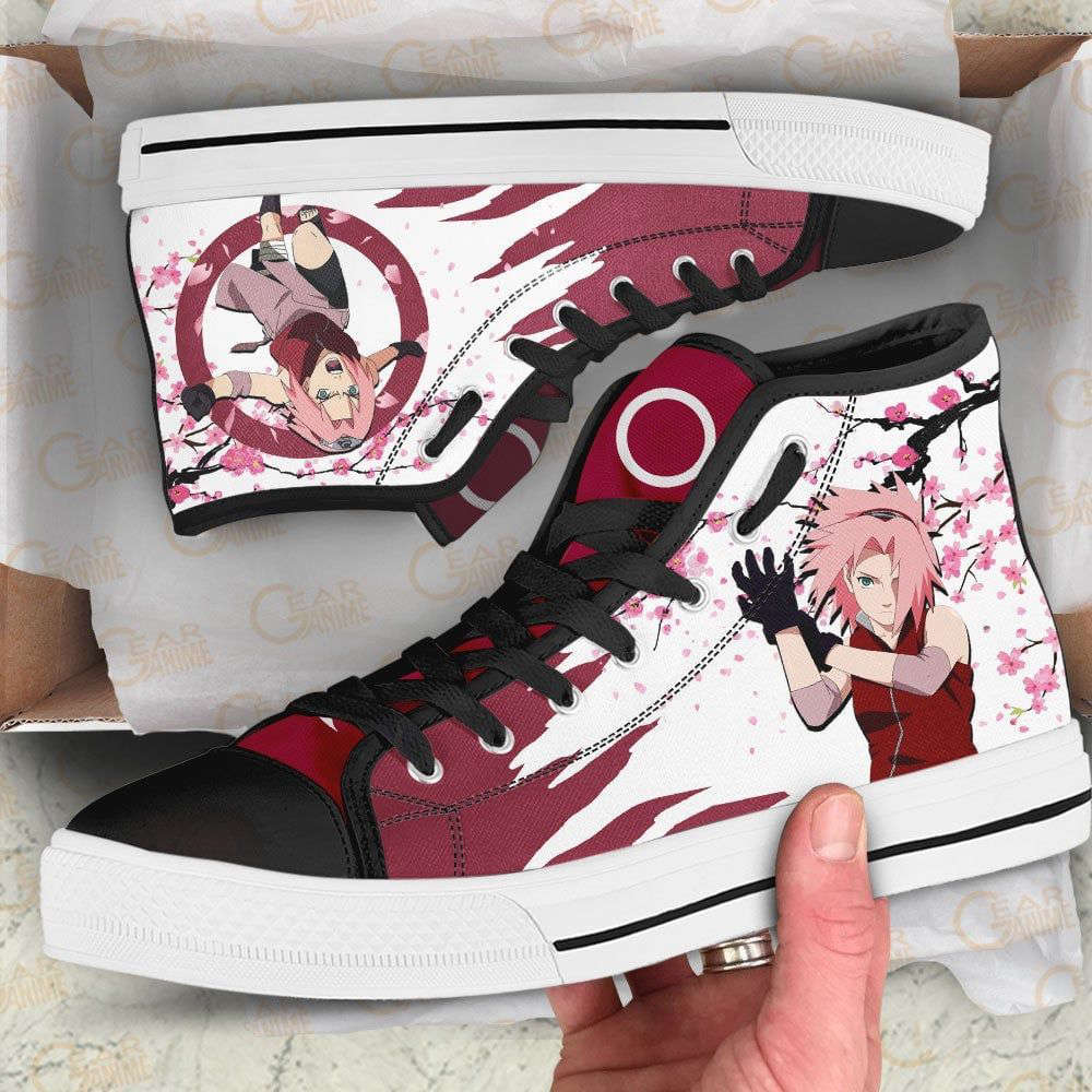 Sakura Haruno Flame Style High Top Shoes Custom Naruto Anime For Fans