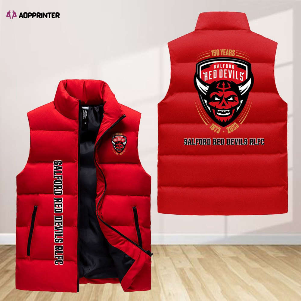 Salford Red Devils Rlfc Sleeveless Puffer Jacket Custom For Fans Gifts