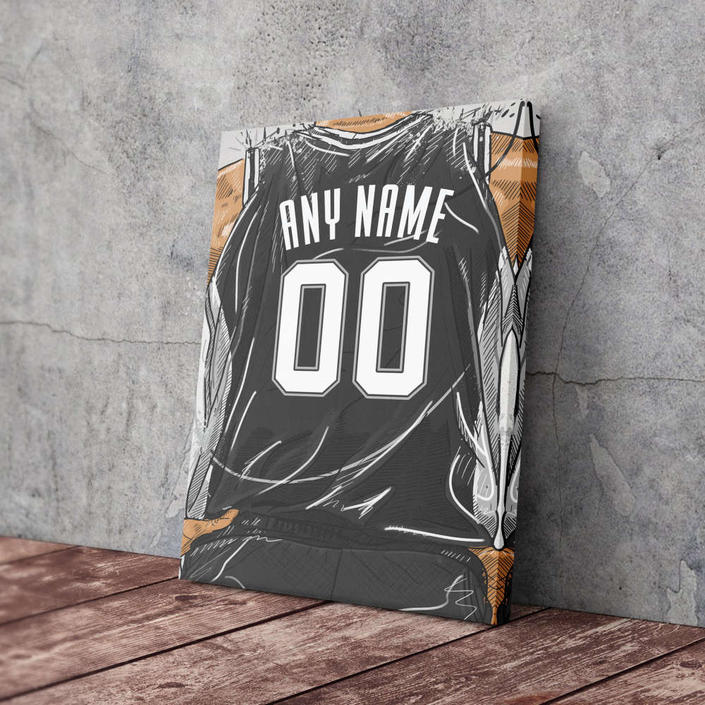 San Antonio Spurs Jersey Personalized Jersey NBA Custom Name and Number Canvas Wall Art Home Decor Framed Poster Man Cave Gift