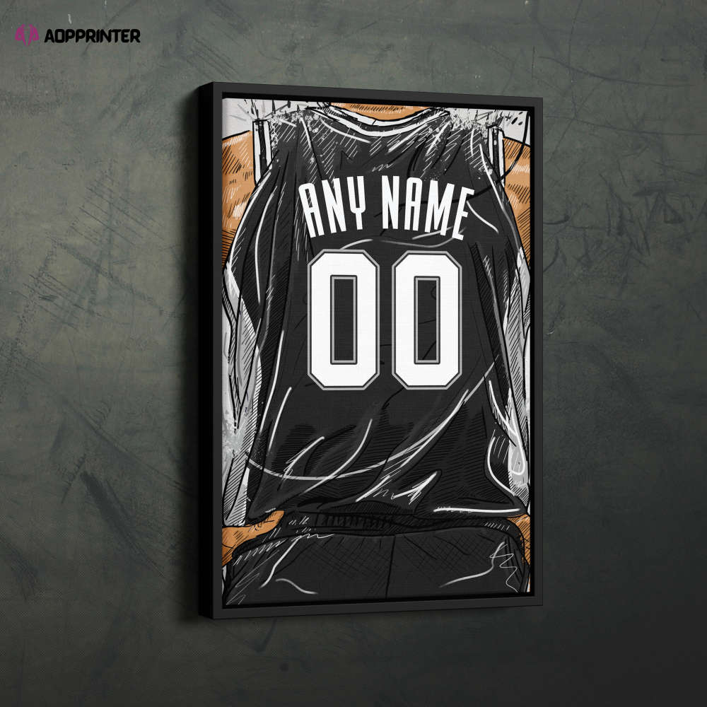 San Antonio Spurs Jersey Personalized Jersey NBA Custom Name and Number Canvas Wall Art Home Decor Framed Poster Man Cave Gift