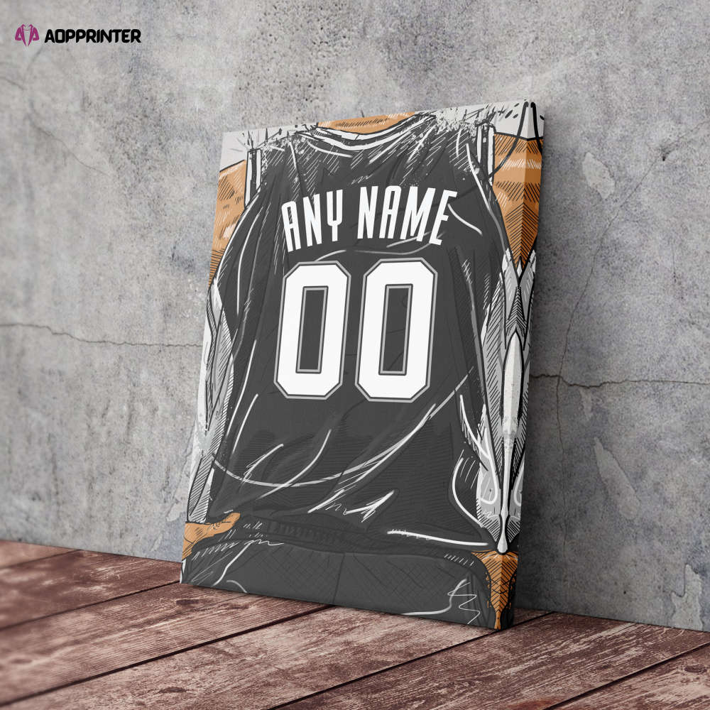 San Antonio Spurs Jersey Personalized Jersey NBA Custom Name and Number Canvas Wall Art Home Decor Man Cave Gift