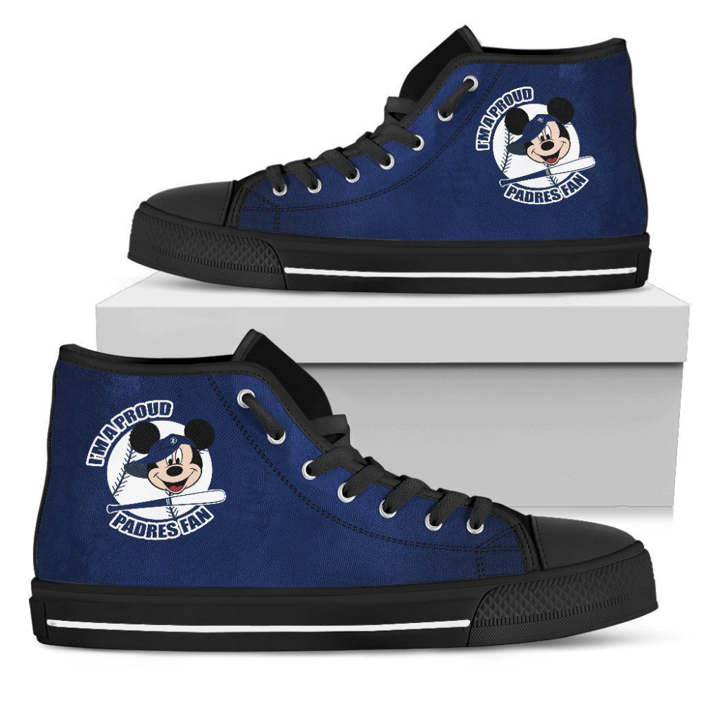 San Diego Padres Mickey Mouse MLB Custom Canvas High Top Shoes