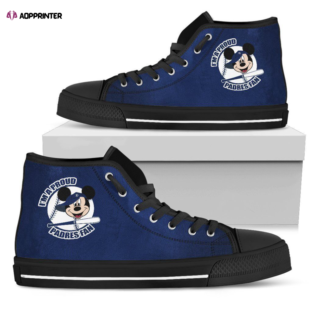 San Diego Padres Mickey Mouse MLB Custom Canvas High Top Shoes