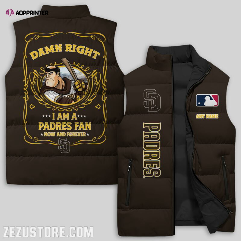 San Diego Padres MLB Sleeveless Puffer Jacket Custom For Fans Gifts