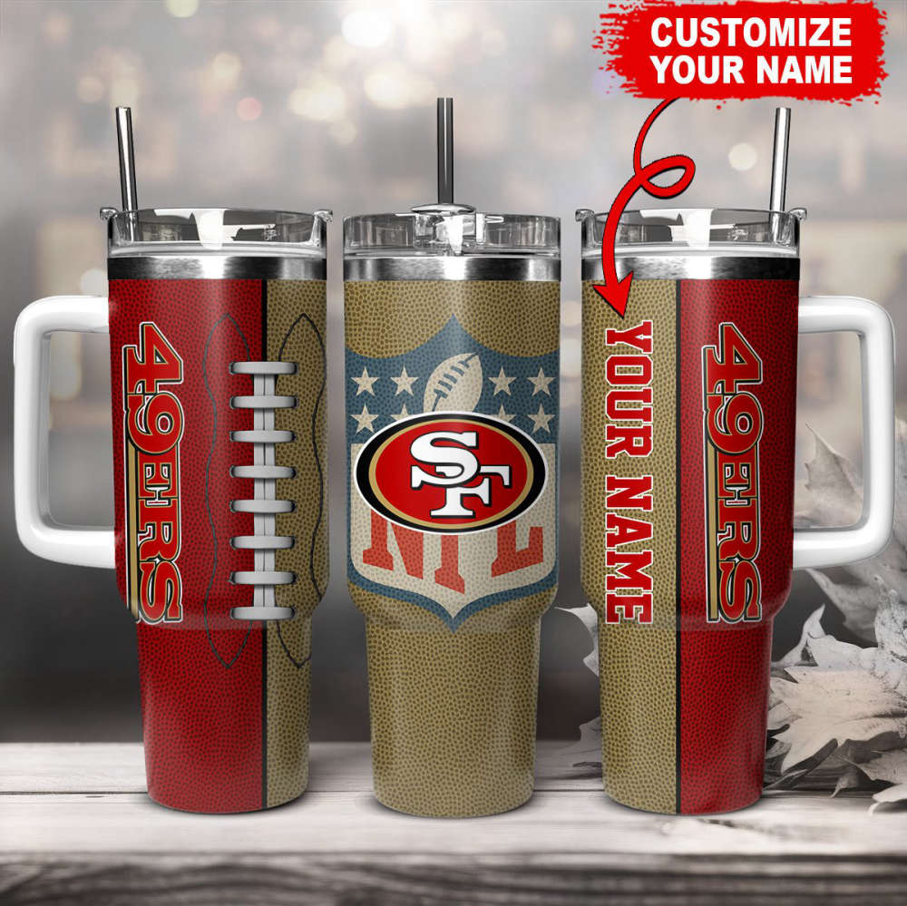 San Francisco 49ers NFL Football Custom Name 40oz Stanley Tumbler Gift for Fans