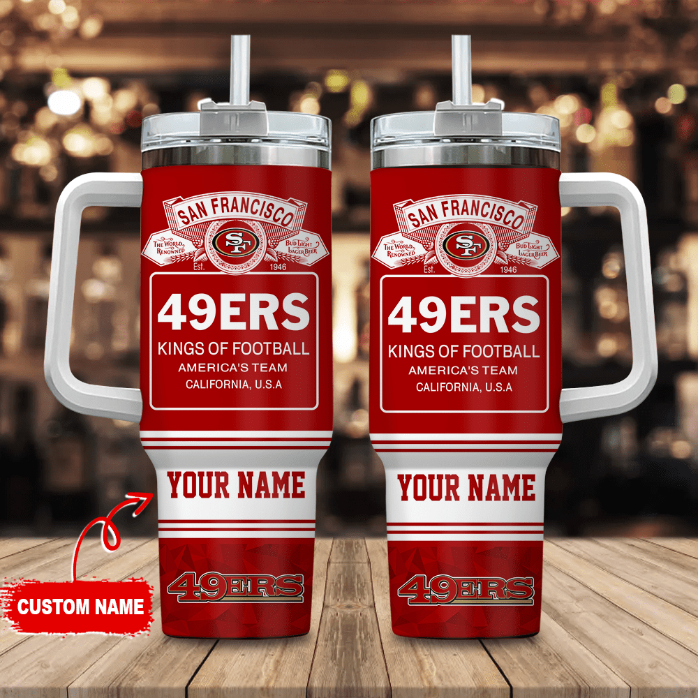 San Francisco 49ers Personalized NFL Bud Light 40oz Stanley Tumbler Gift for Fans