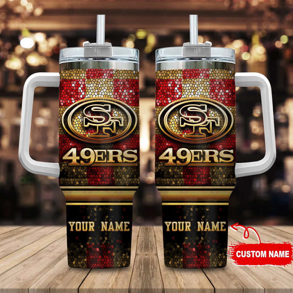 San Francisco 49ers Personalized NFL Glitter 40oz Stanley Tumbler Gift for Fans