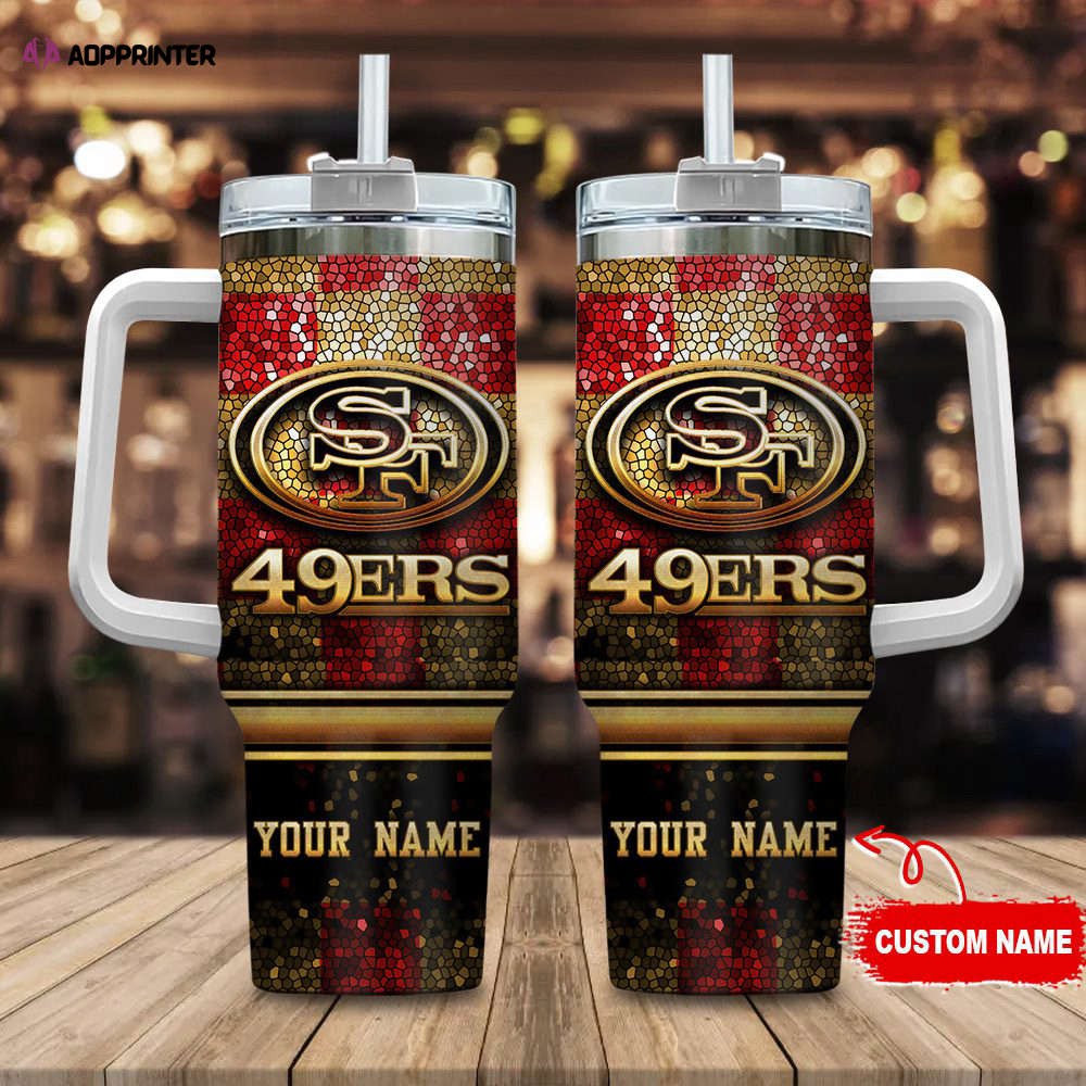 San Francisco 49ers Personalized NFL Glitter 40oz Stanley Tumbler Gift for Fans