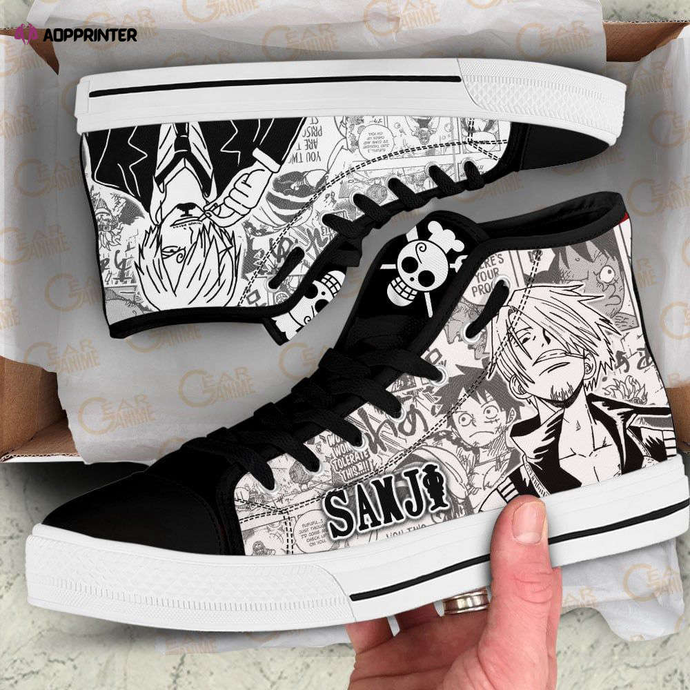 Sanji High Top Shoes Black White For Fans One Piece Anime