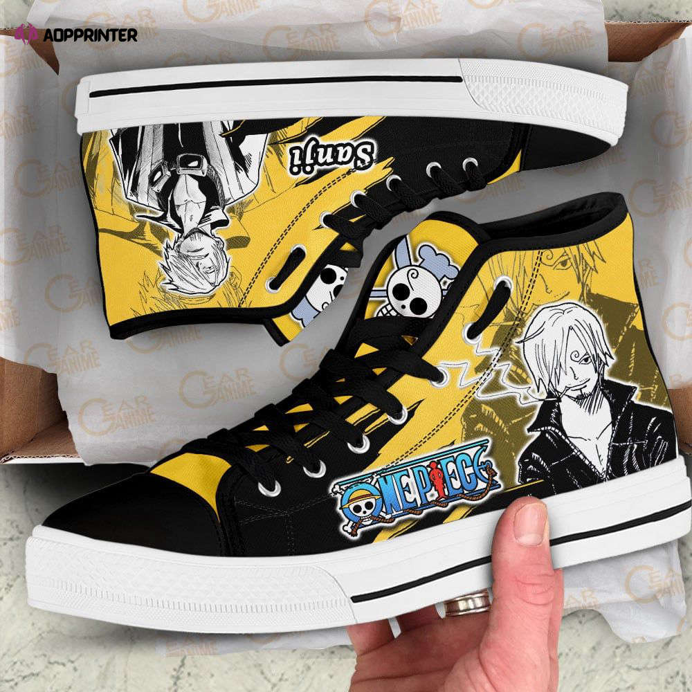 Sanji High Top Shoes Mix Manga For Fans One Piece Anime