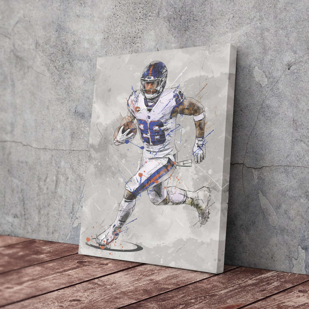 Saquon Barkley Poster New York Giants NFL Canvas Wall Art Home Decor Framed Poster Man Cave Gift