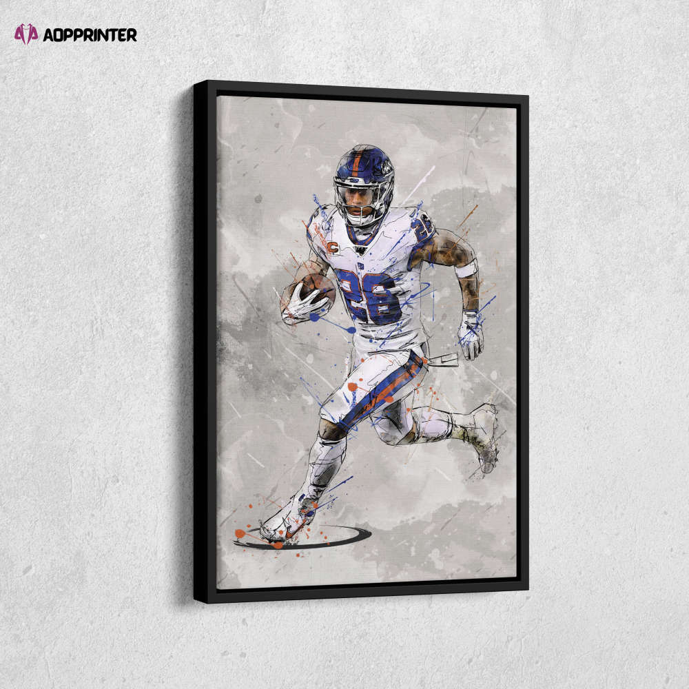 Saquon Barkley Poster New York Giants NFL Canvas Wall Art Home Decor Framed Poster Man Cave Gift