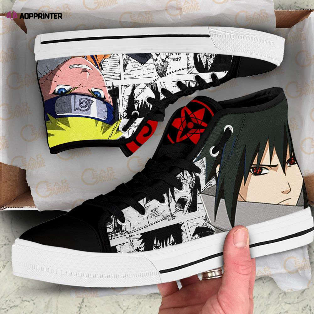 Sasuke And Naruto High Top Shoes Custom Naruto Anime For Fans