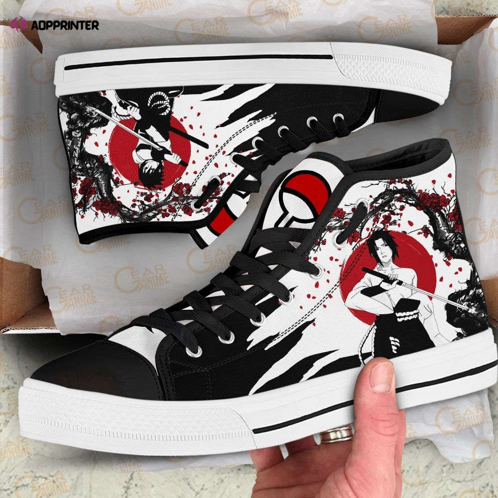 Sasuke Uchiha High Top Shoes Custom Naruto Anime Japan Style For Fans