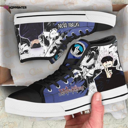 Satoru Gojo Custom Canvas High Top Shoes For Fans Jujutsu Kaisen Anime