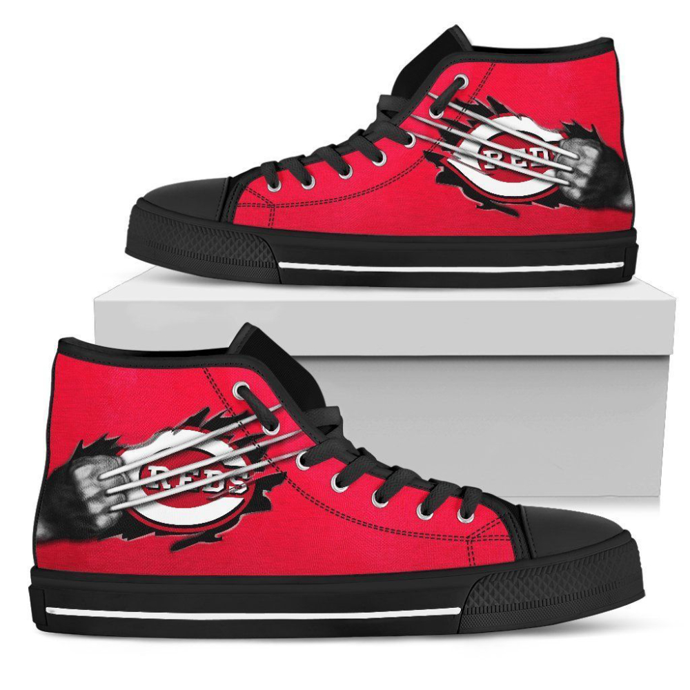 Scratch Of The Wolf Cincinnati Reds MLB High Top Canvas Shoes